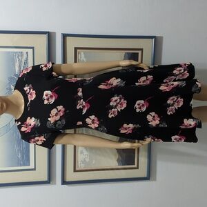 TALBOTS BLACK & FLORAL PRINT DRESS SIZE 2
